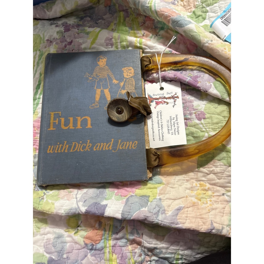VTG‎ Book Purse Handbag fun with Dick and Jane Textbook Handmade